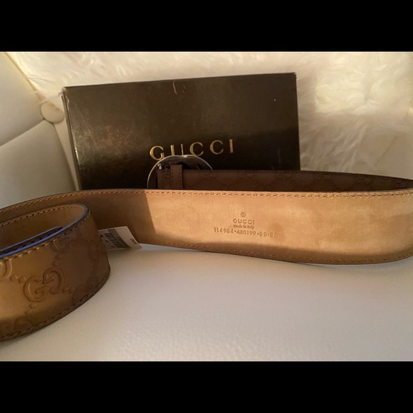 Tan leather Gucci belt. Silver hardware. New used. - Picture 4 of 4